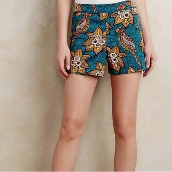 Anthropologie Elevenses Birds of Paradise Floral Print Shorts - Picture 2 of 9